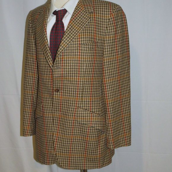 Swaine Adeney Brigg Bladen Wool Brown Check Three Button Sport Coat 38R - Picture 5 of 11